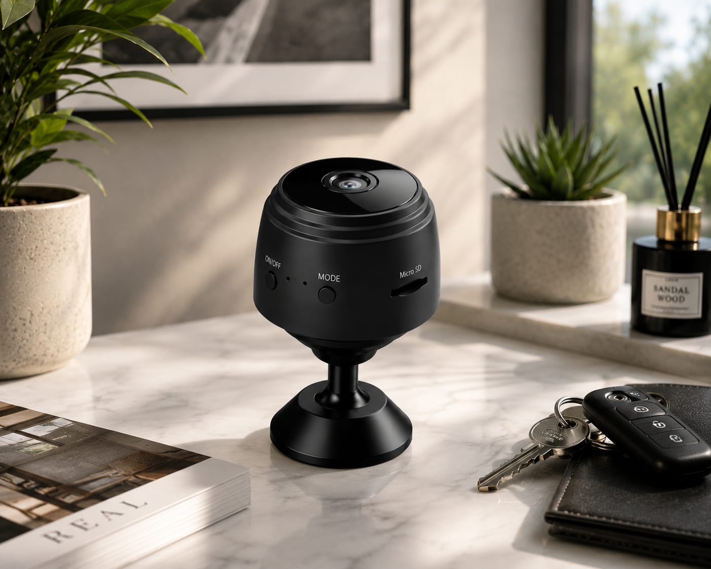 Mini WiFi Security Camera with Smart Motion Detection, 150° Wide Angle & Infrared Night Vision