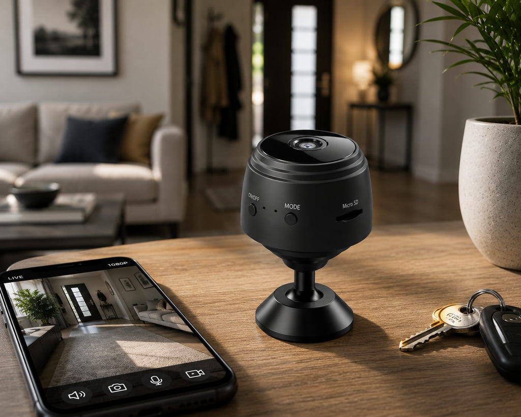 Mini WiFi Security Camera with Smart Motion Detection, 150° Wide Angle & Infrared Night Vision