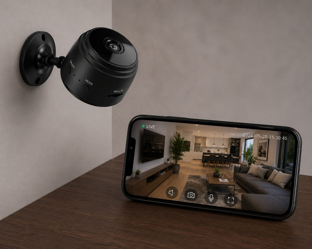 Mini WiFi Security Camera with Smart Motion Detection, 150° Wide Angle & Infrared Night Vision