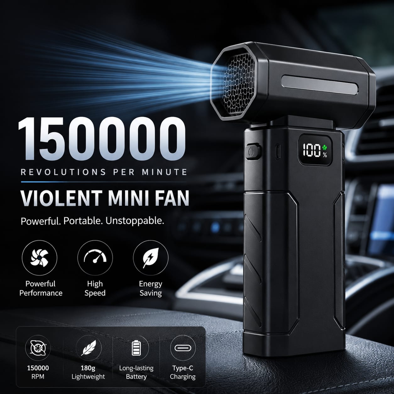 X8 Turbo Jet Fan Blower 150000RPM Portable Electric Air Duster Cleaner